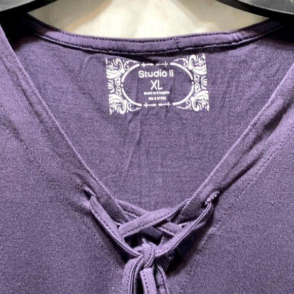 STUDIO II RAYON BLUE SHORT SLEEVE TOP SZ XL - Picture 3 of 10